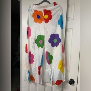 Wide leg floral pants